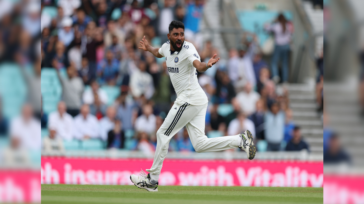 Mohammed Siraj celebrates wicket in Oval Test match