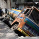 Hyderabad: Water tanker falls into drain in Banjara Hills